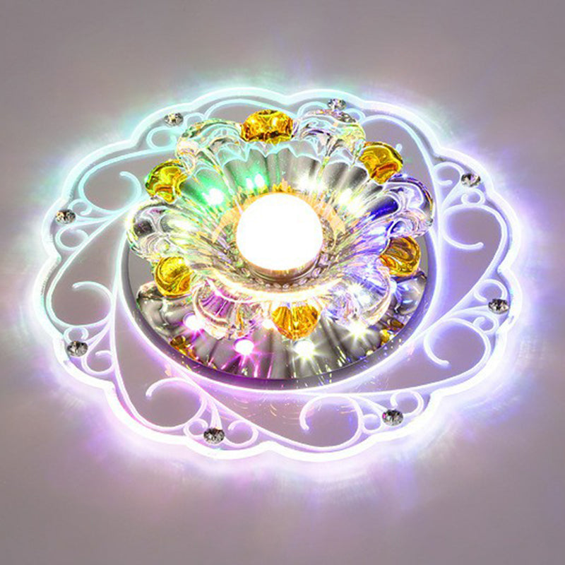 Blossom Flush Light Modern Style Crystal Clear LED Flush Ceiling Light Fixture for Hallway Clear Multi Color Clearhalo 'Ceiling Lights' 'Close To Ceiling Lights' 'Close to ceiling' 'Flush mount' Lighting' 2107044