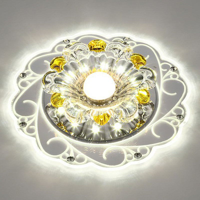 Blossom Flush Light Modern Style Crystal Clear LED Flush Ceiling Light Fixture for Hallway Clear White Clearhalo 'Ceiling Lights' 'Close To Ceiling Lights' 'Close to ceiling' 'Flush mount' Lighting' 2107046