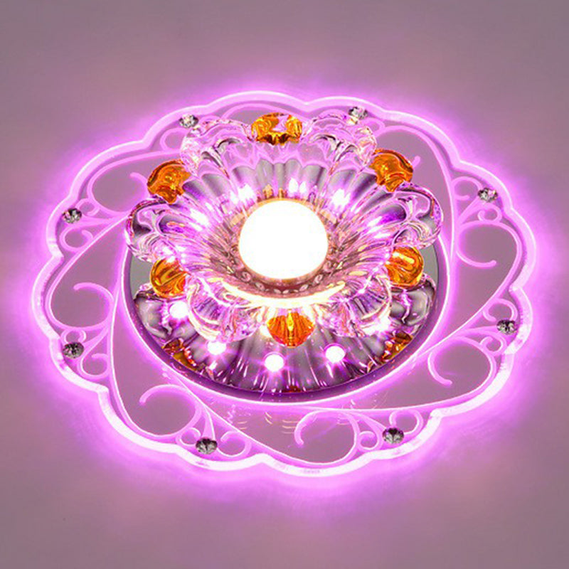 Blossom Flush Light Modern Style Crystal Clear LED Flush Ceiling Light Fixture for Hallway Clear Pink Clearhalo 'Ceiling Lights' 'Close To Ceiling Lights' 'Close to ceiling' 'Flush mount' Lighting' 2107047