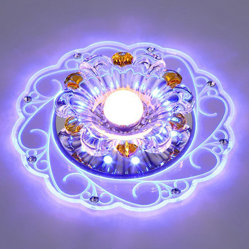 Blossom Flush Light Modern Style Crystal Clear LED Flush Ceiling Light Fixture for Hallway Clear Blue Clearhalo 'Ceiling Lights' 'Close To Ceiling Lights' 'Close to ceiling' 'Flush mount' Lighting' 2107049