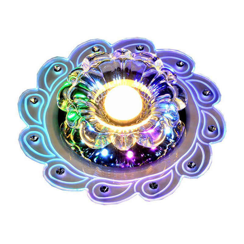 Contemporary Flower Shaped Flush Ceiling Light Crystal Corridor LED Flush Mount Lighting Fixture in Clear Clearhalo 'Ceiling Lights' 'Close To Ceiling Lights' 'Close to ceiling' 'Flush mount' Lighting' 2107064