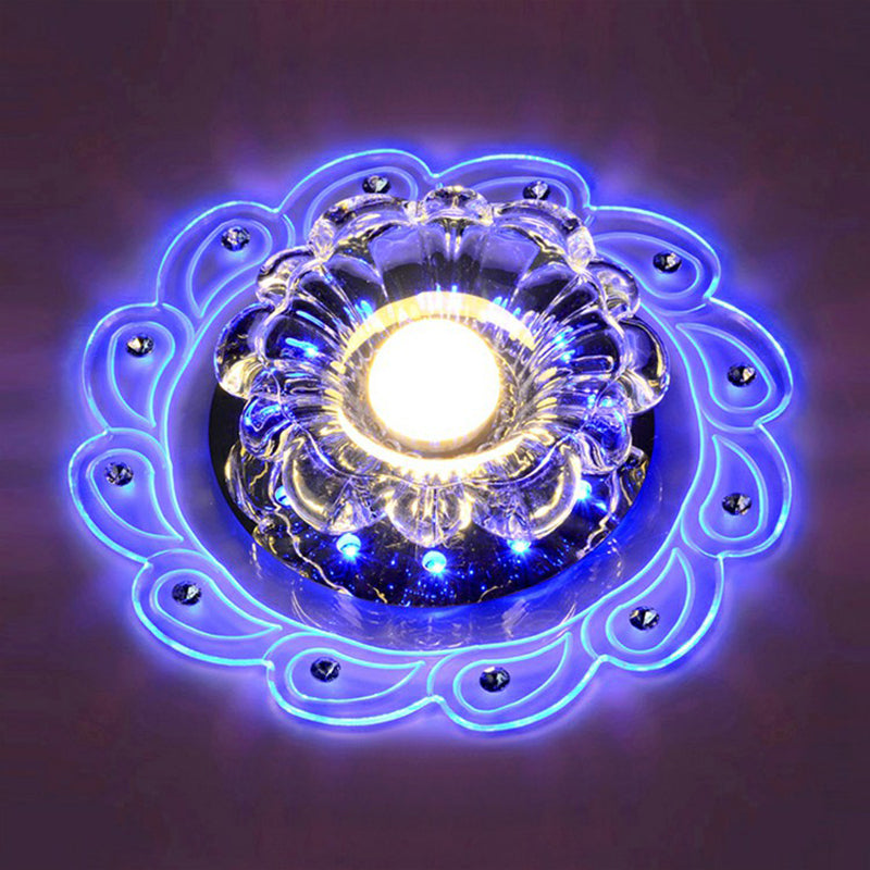 Contemporary Flower Shaped Flush Ceiling Light Crystal Corridor LED Flush Mount Lighting Fixture in Clear Clear Blue Clearhalo 'Ceiling Lights' 'Close To Ceiling Lights' 'Close to ceiling' 'Flush mount' Lighting' 2107065