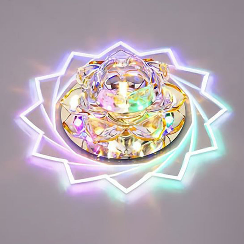 Lotus-Shaped LED Flush Mount Light Simplicity Crystal Corridor Flush Mount Ceiling Light in Clear Clear Multi Color Clearhalo 'Ceiling Lights' 'Close To Ceiling Lights' 'Close to ceiling' 'Flush mount' Lighting' 2107071