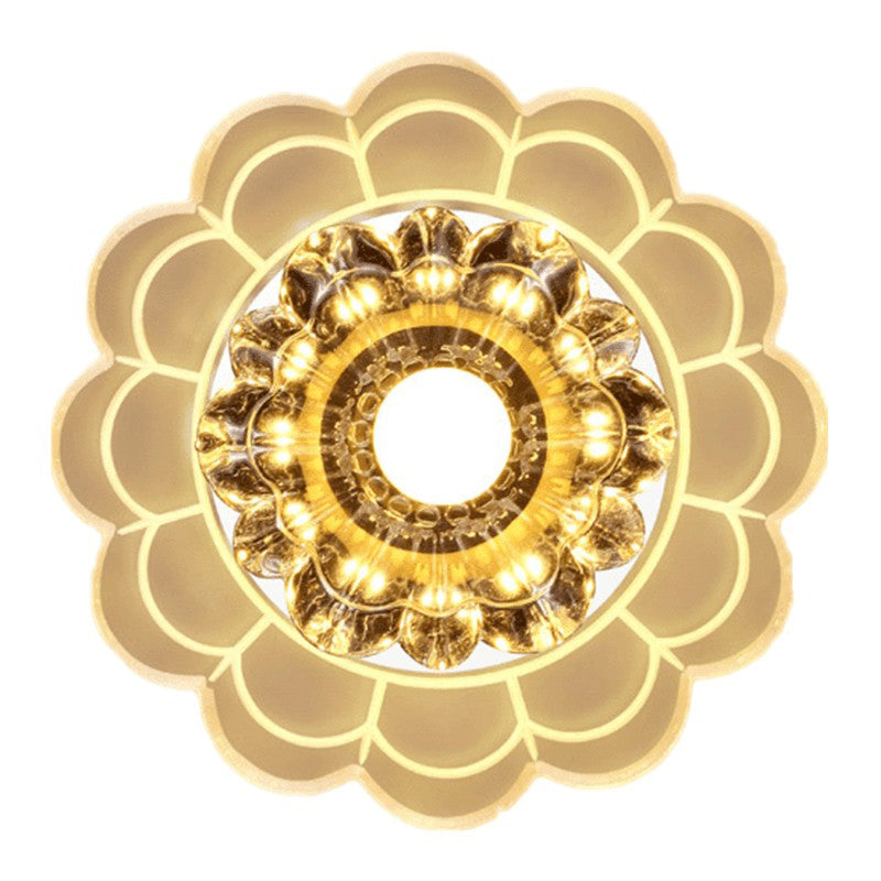 Modern Style Blossom Shaped Flush Light Crystal Hallway LED Flush Ceiling Light Fixture in Clear Clearhalo 'Ceiling Lights' 'Close To Ceiling Lights' 'Close to ceiling' 'Flush mount' Lighting' 2107131