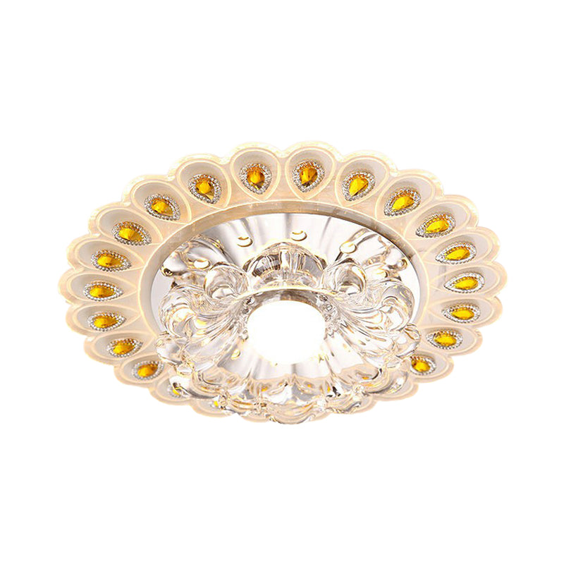 Flower Shaped Flush Light Modern Style Crystal Clear LED Flush Ceiling Light Fixture for Entryway Clearhalo 'Ceiling Lights' 'Close To Ceiling Lights' 'Close to ceiling' 'Flush mount' Lighting' 2107172