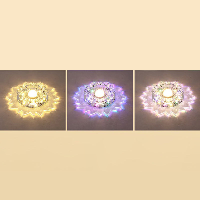 Modern Blossom Shaped LED Flush Mount Crystal Hallway Flushmount Ceiling Light in Clear Clear Third Gear Clearhalo 'Ceiling Lights' 'Close To Ceiling Lights' 'Close to ceiling' 'Flush mount' Lighting' 2107192