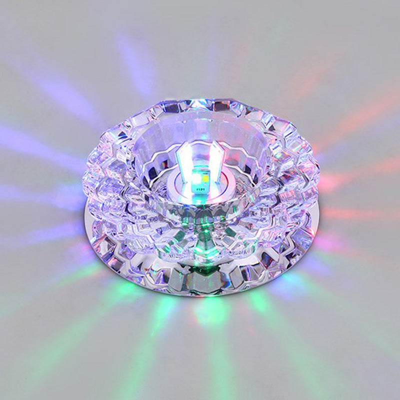 Floral Flush Ceiling Light Contemporary Crystal Corridor LED Flush Mount Lighting Fixture in Clear Clearhalo 'Ceiling Lights' 'Close To Ceiling Lights' 'Close to ceiling' 'Flush mount' Lighting' 2107197