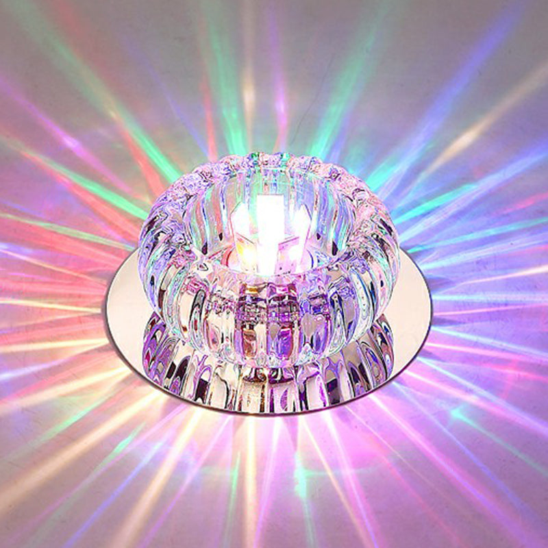 Simplicity Round LED Flush Mount Light Crystal Hallway Flush Mount Ceiling Light in Clear Clearhalo 'Ceiling Lights' 'Close To Ceiling Lights' 'Close to ceiling' 'Flush mount' Lighting' 2107251