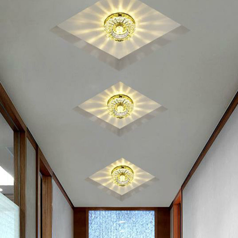 Floral Shade Flush Light Artistic Crystal Hallway LED Flush Ceiling Light Fixture in Clear Clearhalo 'Ceiling Lights' 'Close To Ceiling Lights' 'Close to ceiling' 'Flush mount' Lighting' 2107257