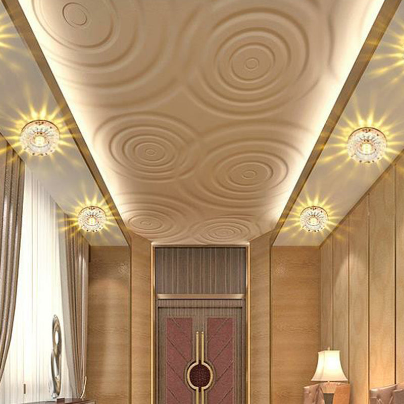 Floral Shade Flush Light Artistic Crystal Hallway LED Flush Ceiling Light Fixture in Clear Clearhalo 'Ceiling Lights' 'Close To Ceiling Lights' 'Close to ceiling' 'Flush mount' Lighting' 2107260