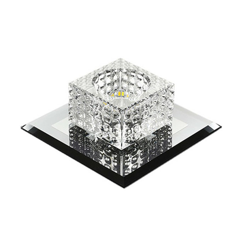 Crystal Square LED Flush Mount Light Simplicity Flush Mount Ceiling Light in Black for Foyer Clearhalo 'Ceiling Lights' 'Close To Ceiling Lights' 'Close to ceiling' 'Flush mount' Lighting' 2107392