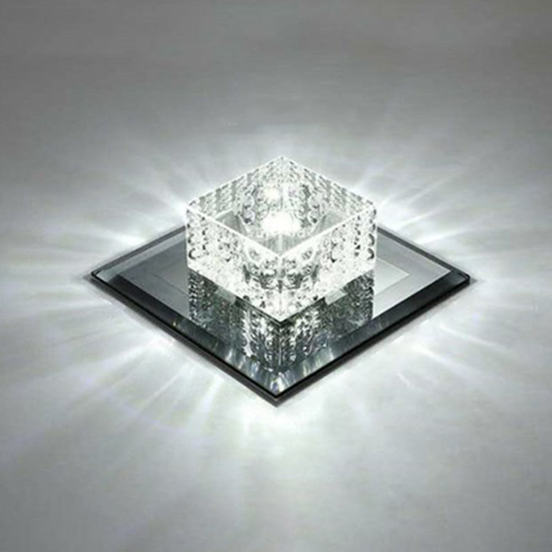Crystal Square LED Flush Mount Light Simplicity Flush Mount Ceiling Light in Black for Foyer Clearhalo 'Ceiling Lights' 'Close To Ceiling Lights' 'Close to ceiling' 'Flush mount' Lighting' 2107393