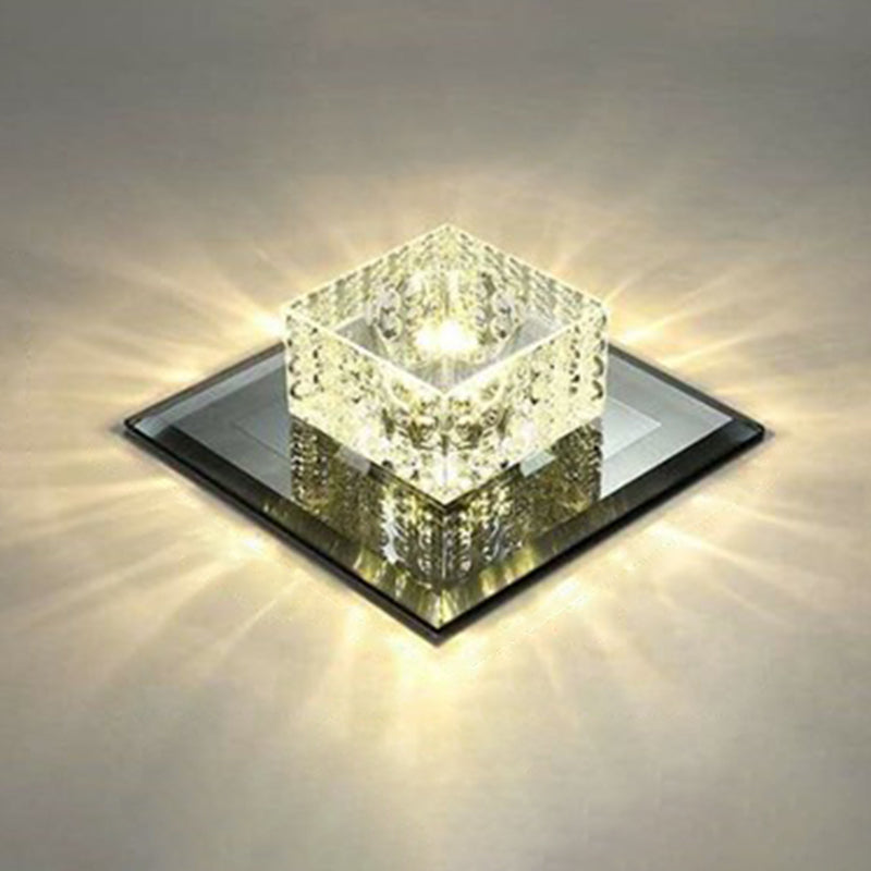 Crystal Square LED Flush Mount Light Simplicity Flush Mount Ceiling Light in Black for Foyer Clearhalo 'Ceiling Lights' 'Close To Ceiling Lights' 'Close to ceiling' 'Flush mount' Lighting' 2107395