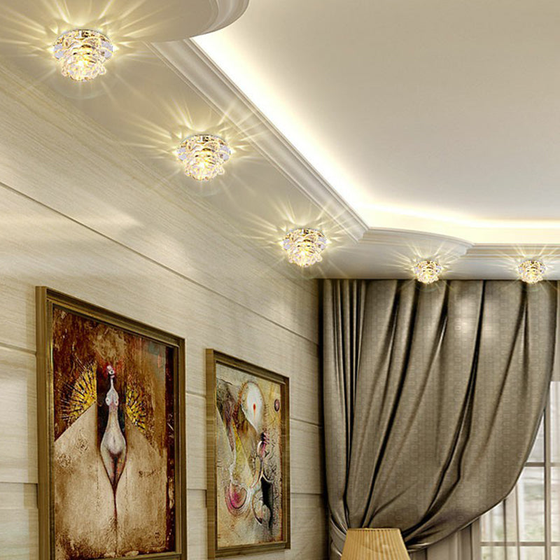 Lotus LED Flush Mount Modern Crystal Clear Flushmount Ceiling Light for Living Room Clearhalo 'Ceiling Lights' 'Close To Ceiling Lights' 'Close to ceiling' 'Flush mount' Lighting' 2107420