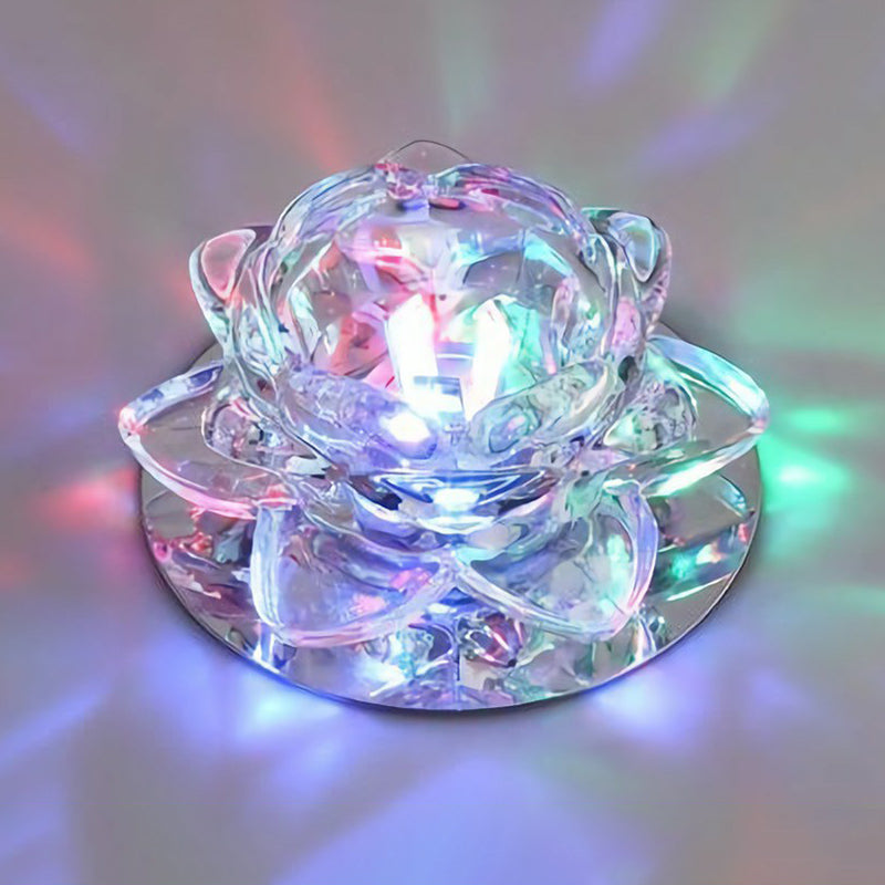 Lotus LED Flush Mount Modern Crystal Clear Flushmount Ceiling Light for Living Room Clear Multi Color Clearhalo 'Ceiling Lights' 'Close To Ceiling Lights' 'Close to ceiling' 'Flush mount' Lighting' 2107425