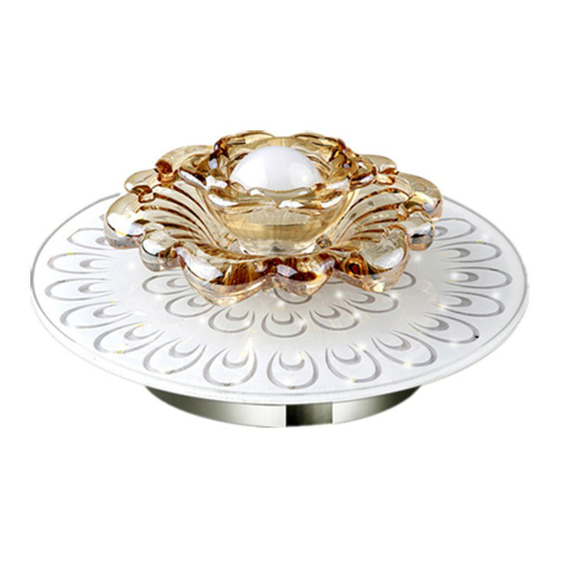 Contemporary Floral Flush Ceiling Light Crystal Corridor LED Flush Mount Lighting Fixture in White Clearhalo 'Ceiling Lights' 'Close To Ceiling Lights' 'Close to ceiling' 'Flush mount' Lighting' 2107436