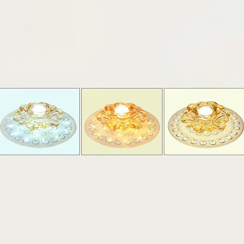 Contemporary Floral Flush Ceiling Light Crystal Corridor LED Flush Mount Lighting Fixture in White White Third Gear Clearhalo 'Ceiling Lights' 'Close To Ceiling Lights' 'Close to ceiling' 'Flush mount' Lighting' 2107438
