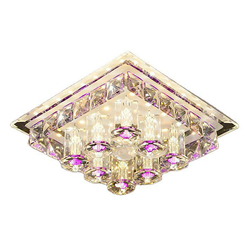 Crystal Square Shaped Flush Mount Modern LED Flushmount Ceiling Light for Hallway Clearhalo 'Ceiling Lights' 'Close To Ceiling Lights' 'Close to ceiling' 'Flush mount' Lighting' 2107446
