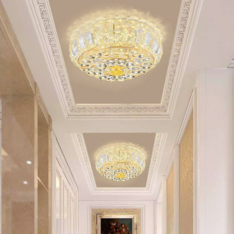 Round LED Flush Mount Light Simplicity Crystal Hallway Flush Mount Ceiling Light in Clear Clear Third Gear Clearhalo 'Ceiling Lights' 'Close To Ceiling Lights' 'Close to ceiling' 'Flush mount' Lighting' 2107502