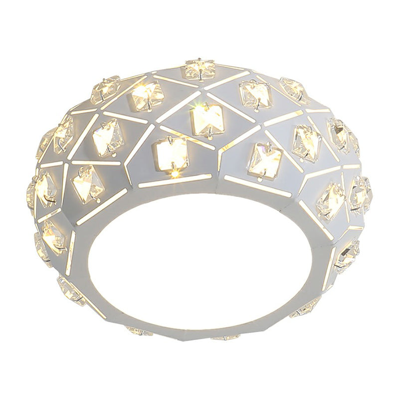 Artistic Drum Shaped Flush Light Crystal Corridor LED Flush Ceiling Light Fixture in White Clearhalo 'Ceiling Lights' 'Close To Ceiling Lights' 'Close to ceiling' 'Flush mount' Lighting' 2107553