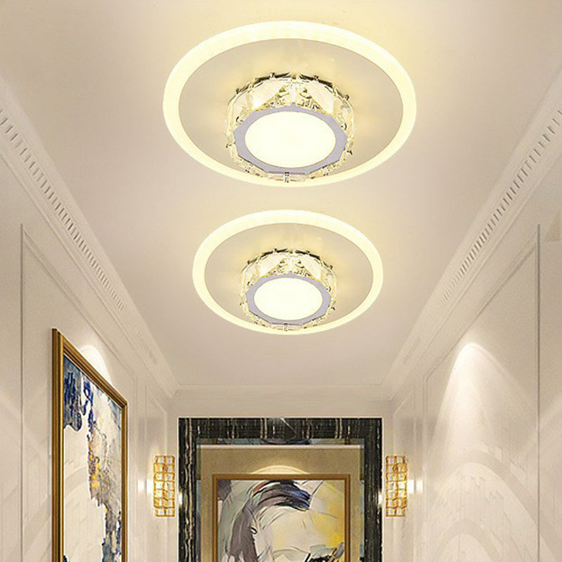 Contemporary Geometric Shaped Flush Ceiling Light Crystal Hallway LED Flush Mount Lighting Fixture Clearhalo 'Ceiling Lights' 'Close To Ceiling Lights' 'Close to ceiling' 'Flush mount' Lighting' 2107576