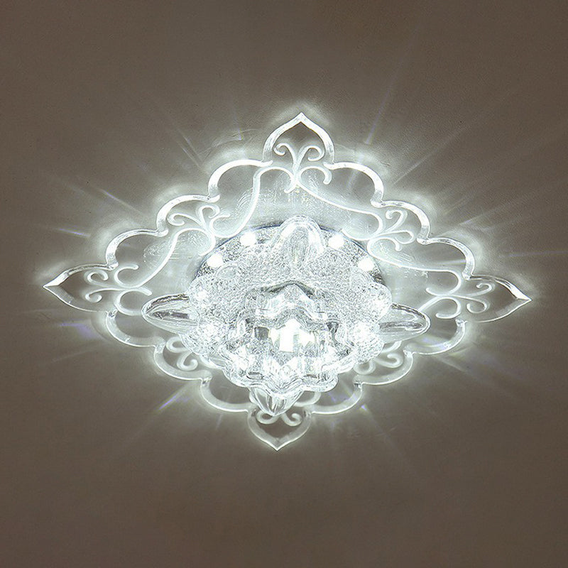 Square Entryway Flush Ceiling Light Crystal Contemporary LED Flush Mount Lighting Fixture in Clear Clear White Clearhalo 'Ceiling Lights' 'Close To Ceiling Lights' 'Close to ceiling' 'Flush mount' Lighting' 2107599