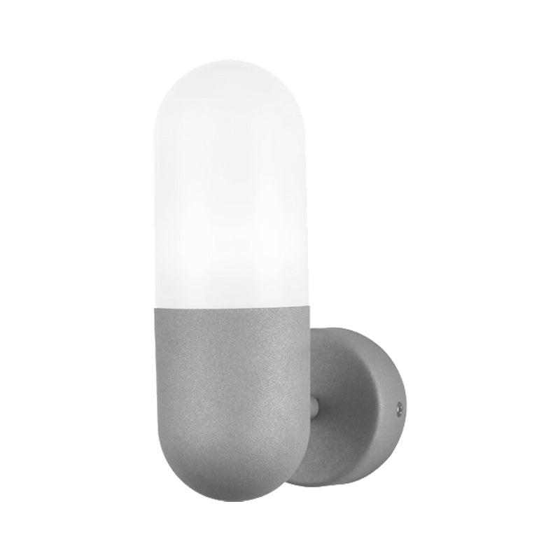 Capsule Metal Wall Sconce Light Postmodern 1 Light Black/Gray/White Wall Mounted Light for Bedroom Clearhalo 'Cast Iron' 'Glass' 'Industrial' 'Modern wall lights' 'Modern' 'Tiffany' 'Traditional wall lights' 'Wall Lamps & Sconces' 'Wall Lights' Lighting' 210798