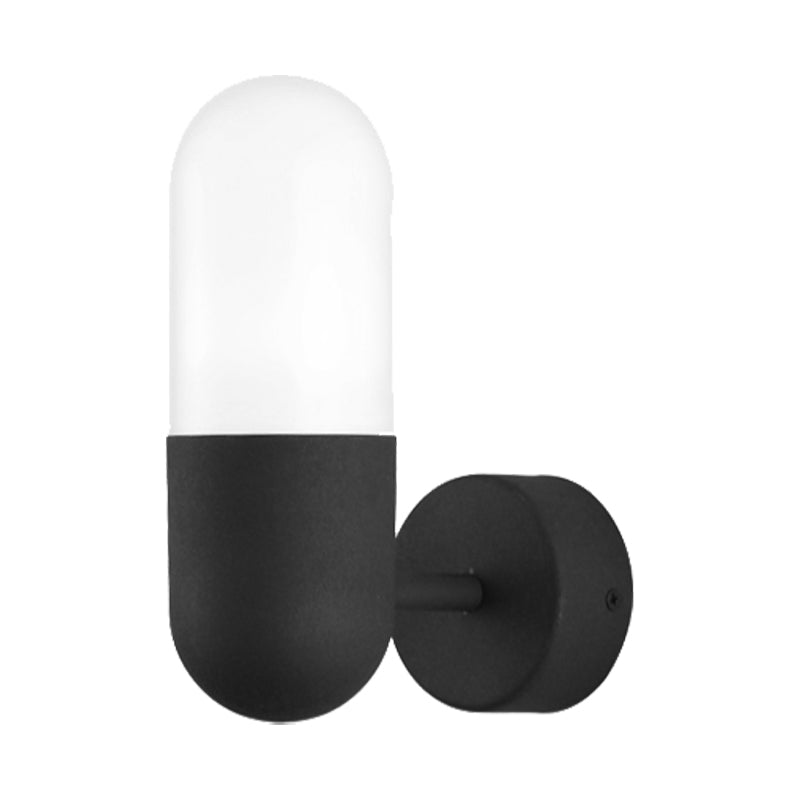 Capsule Metal Wall Sconce Light Postmodern 1 Light Black/Gray/White Wall Mounted Light for Bedroom Clearhalo 'Cast Iron' 'Glass' 'Industrial' 'Modern wall lights' 'Modern' 'Tiffany' 'Traditional wall lights' 'Wall Lamps & Sconces' 'Wall Lights' Lighting' 210801