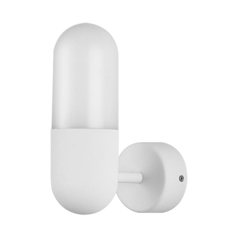 Capsule Metal Wall Sconce Light Postmodern 1 Light Black/Gray/White Wall Mounted Light for Bedroom Clearhalo 'Cast Iron' 'Glass' 'Industrial' 'Modern wall lights' 'Modern' 'Tiffany' 'Traditional wall lights' 'Wall Lamps & Sconces' 'Wall Lights' Lighting' 210805
