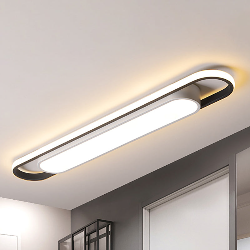Black and White Multi-Ring Flush Lighting Modern 16"/23.5"/31.5" Wide Led Acrylic Flush Mount Lamp Fixture for Corridor in White/Warm Light White-Black Clearhalo 'Ceiling Lights' 'Close To Ceiling Lights' 'Close to ceiling' 'Flush mount' Lighting' 210835