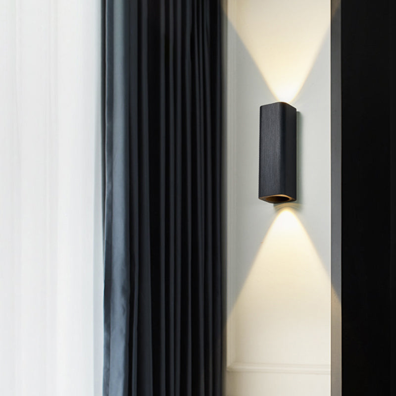 Modern Cuboid Wall Mounted Light Metal Living Room LED Up and Down Wall Sconce in Bronze/Gold/Coffee Black Clearhalo 'Cast Iron' 'Glass' 'Industrial' 'Modern wall lights' 'Modern' 'Tiffany' 'Traditional wall lights' 'Wall Lamps & Sconces' 'Wall Lights' Lighting' 210889