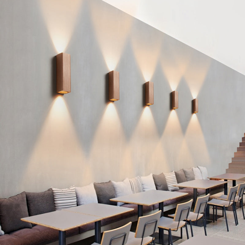 Modern Cuboid Wall Mounted Light Metal Living Room LED Up and Down Wall Sconce in Bronze/Gold/Coffee Coffee Clearhalo 'Cast Iron' 'Glass' 'Industrial' 'Modern wall lights' 'Modern' 'Tiffany' 'Traditional wall lights' 'Wall Lamps & Sconces' 'Wall Lights' Lighting' 210901