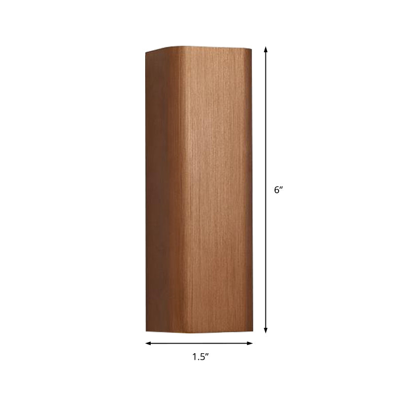 Modern Cuboid Wall Mounted Light Metal Living Room LED Up and Down Wall Sconce in Bronze/Gold/Coffee Clearhalo 'Cast Iron' 'Glass' 'Industrial' 'Modern wall lights' 'Modern' 'Tiffany' 'Traditional wall lights' 'Wall Lamps & Sconces' 'Wall Lights' Lighting' 210904