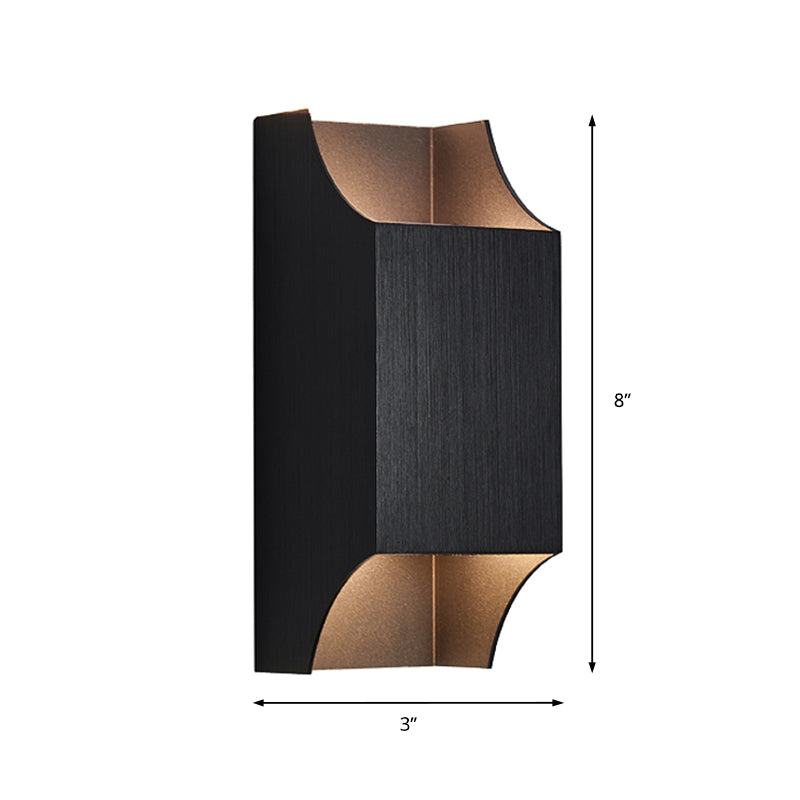 1 Light Bedroom Up and Down LED Wall Sconce with Geometric Metal Shade Black/Grey/White Wall Mount Light Clearhalo 'Cast Iron' 'Glass' 'Industrial' 'Modern wall lights' 'Modern' 'Tiffany' 'Traditional wall lights' 'Wall Lamps & Sconces' 'Wall Lights' Lighting' 211101