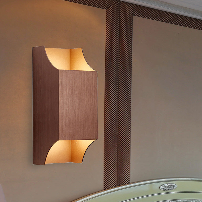 1 Light Bedroom Up and Down LED Wall Sconce with Geometric Metal Shade Black/Grey/White Wall Mount Light Clearhalo 'Cast Iron' 'Glass' 'Industrial' 'Modern wall lights' 'Modern' 'Tiffany' 'Traditional wall lights' 'Wall Lamps & Sconces' 'Wall Lights' Lighting' 211106