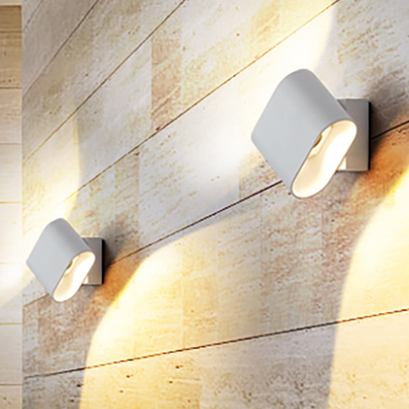 Round Edge Cuboid Wall Sconce Light Simple Metal LED Black/Grey/White Wall Mount Light for Corridor White Clearhalo 'Cast Iron' 'Glass' 'Industrial' 'Modern wall lights' 'Modern' 'Tiffany' 'Traditional wall lights' 'Wall Lamps & Sconces' 'Wall Lights' Lighting' 211262