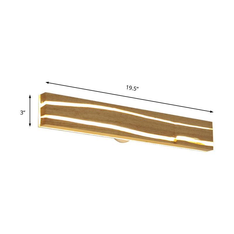 Striped Wood Sconce Light Simple LED Beige Vanity Light for Bedroom Clearhalo 'Vanity Lights' 'Wall Lights' Lighting' 211324