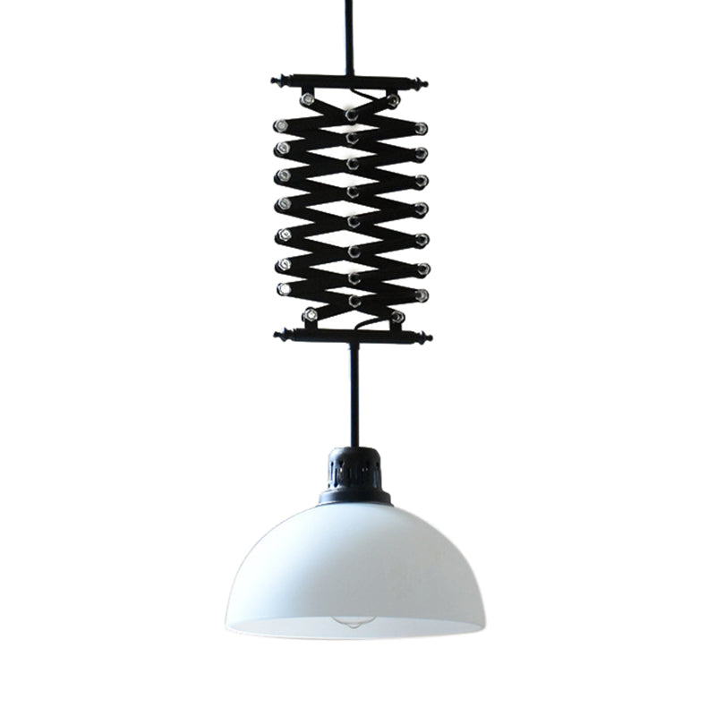 Extendable Dome Metallic Ceiling Light Industrial Style 1 Bulb Balcony Pendant Lighting in Black/White Clearhalo 'Art Deco Pendants' 'Black' 'Cast Iron' 'Ceiling Lights' 'Ceramic' 'Crystal' 'Industrial Pendants' 'Industrial' 'Metal' 'Middle Century Pendants' 'Pendant Lights' 'Pendants' 'Rustic Pendants' 'Tiffany' Lighting' 21135