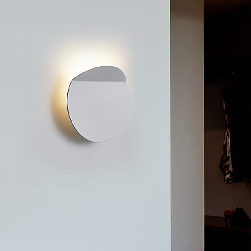 Contemporary Round Metal Wall Sconce Light Black/Grey/White LED Wall Mount Light for Corridor Clearhalo 'Cast Iron' 'Glass' 'Industrial' 'Modern wall lights' 'Modern' 'Tiffany' 'Traditional wall lights' 'Wall Lamps & Sconces' 'Wall Lights' Lighting' 211367