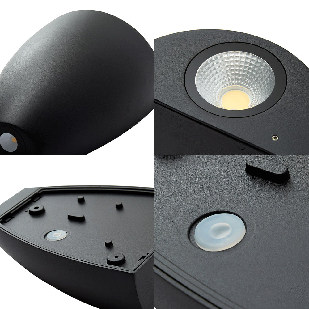Bullet Shape Wall Mount Light Modern Metal Black/Grey/White LED Up and Down Wall Sconce for Stairway Clearhalo 'Cast Iron' 'Glass' 'Industrial' 'Modern wall lights' 'Modern' 'Tiffany' 'Traditional wall lights' 'Wall Lamps & Sconces' 'Wall Lights' Lighting' 211400