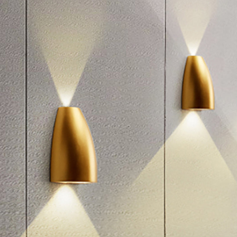 Bullet Shape Wall Mount Light Modern Metal Black/Grey/White LED Up and Down Wall Sconce for Stairway Clearhalo 'Cast Iron' 'Glass' 'Industrial' 'Modern wall lights' 'Modern' 'Tiffany' 'Traditional wall lights' 'Wall Lamps & Sconces' 'Wall Lights' Lighting' 211415