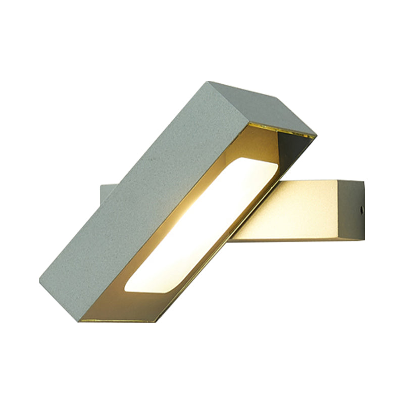 Rectangular Wall Sconce Modern Metal Black/White/Grey LED Wall Mount Light with Rotatable Design Clearhalo 'Cast Iron' 'Glass' 'Industrial' 'Modern wall lights' 'Modern' 'Tiffany' 'Traditional wall lights' 'Wall Lamps & Sconces' 'Wall Lights' Lighting' 211482