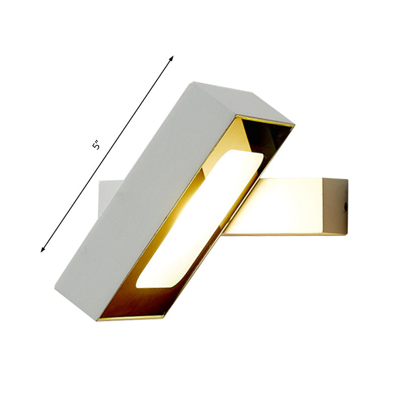 Rectangular Wall Sconce Modern Metal Black/White/Grey LED Wall Mount Light with Rotatable Design Clearhalo 'Cast Iron' 'Glass' 'Industrial' 'Modern wall lights' 'Modern' 'Tiffany' 'Traditional wall lights' 'Wall Lamps & Sconces' 'Wall Lights' Lighting' 211484