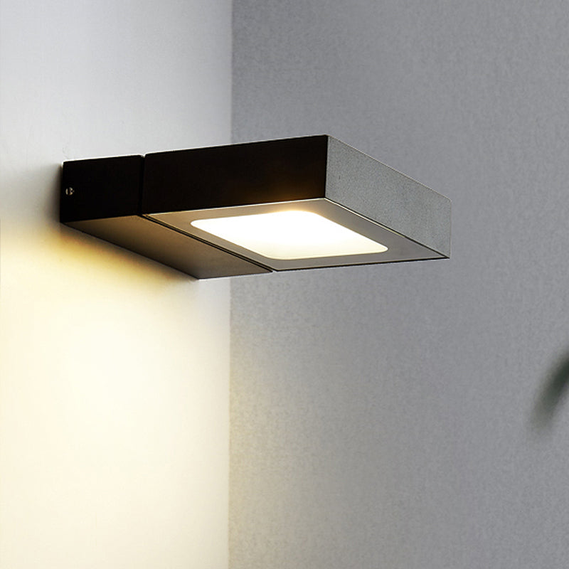 Rectangular Wall Sconce Modern Metal Black/White/Grey LED Wall Mount Light with Rotatable Design Black Clearhalo 'Cast Iron' 'Glass' 'Industrial' 'Modern wall lights' 'Modern' 'Tiffany' 'Traditional wall lights' 'Wall Lamps & Sconces' 'Wall Lights' Lighting' 211488