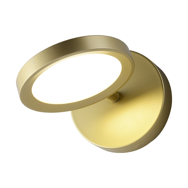 Modernist LED Wall Sconce Light with Metal Shade Black/Gold Round Wall Mounted Light Clearhalo 'Cast Iron' 'Glass' 'Industrial' 'Modern wall lights' 'Modern' 'Tiffany' 'Traditional wall lights' 'Wall Lamps & Sconces' 'Wall Lights' Lighting' 211508