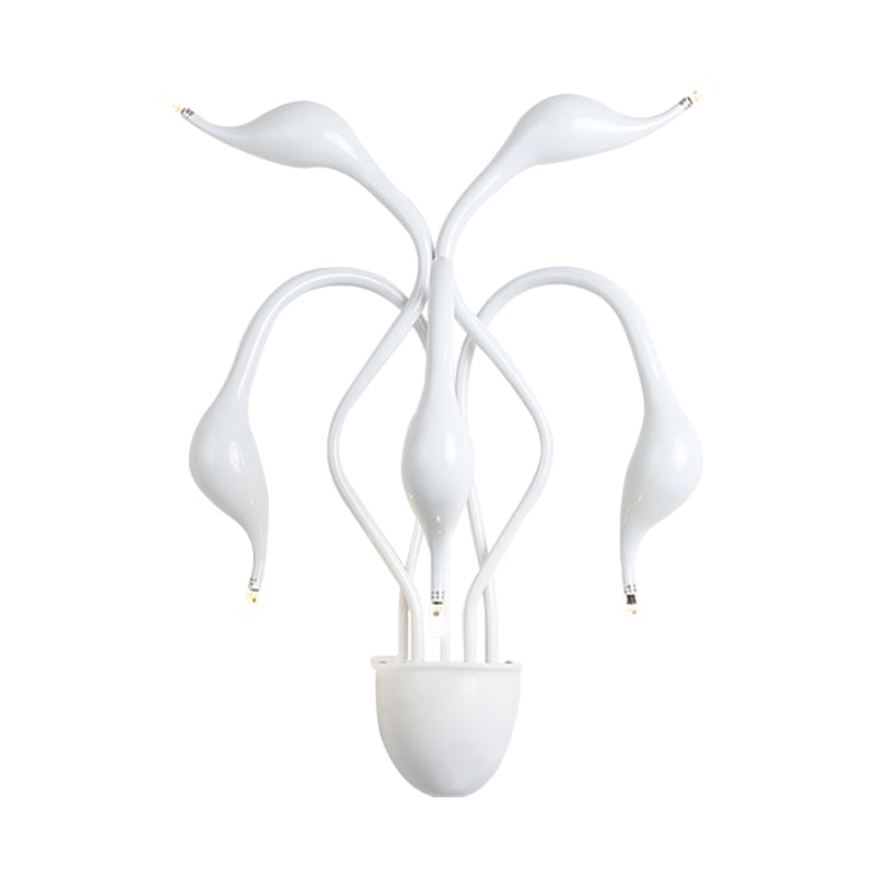 Metal Swan Wall Mount Light Nordic 3/5 Lights Black/Red/White LED Wall Sconce for Living Room Clearhalo 'Cast Iron' 'Glass' 'Industrial' 'Modern wall lights' 'Modern' 'Tiffany' 'Traditional wall lights' 'Wall Lamps & Sconces' 'Wall Lights' Lighting' 211527