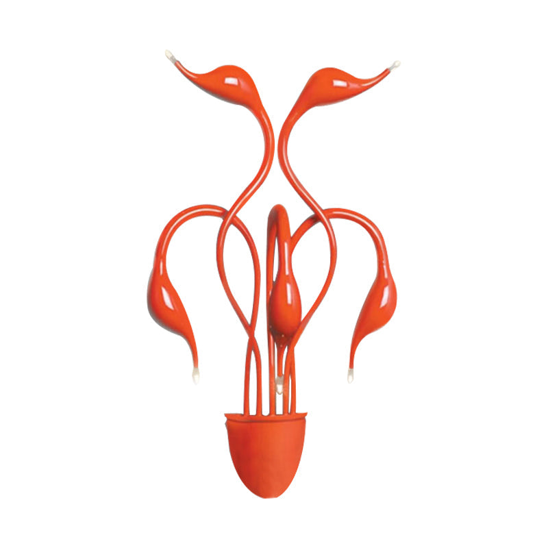 Metal Swan Wall Mount Light Nordic 3/5 Lights Black/Red/White LED Wall Sconce for Living Room Clearhalo 'Cast Iron' 'Glass' 'Industrial' 'Modern wall lights' 'Modern' 'Tiffany' 'Traditional wall lights' 'Wall Lamps & Sconces' 'Wall Lights' Lighting' 211530