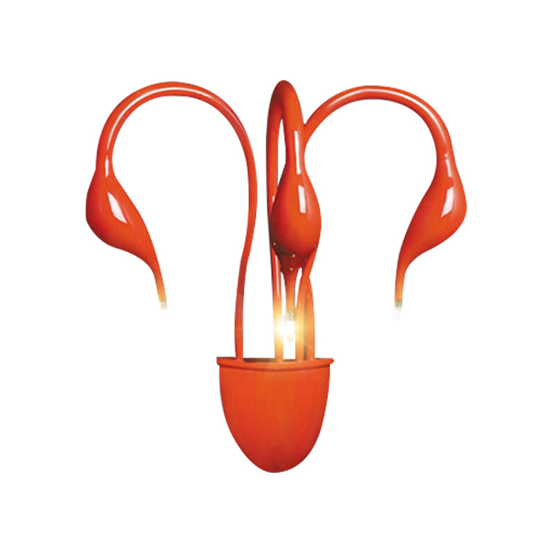 Metal Swan Wall Mount Light Nordic 3/5 Lights Black/Red/White LED Wall Sconce for Living Room Clearhalo 'Cast Iron' 'Glass' 'Industrial' 'Modern wall lights' 'Modern' 'Tiffany' 'Traditional wall lights' 'Wall Lamps & Sconces' 'Wall Lights' Lighting' 211537