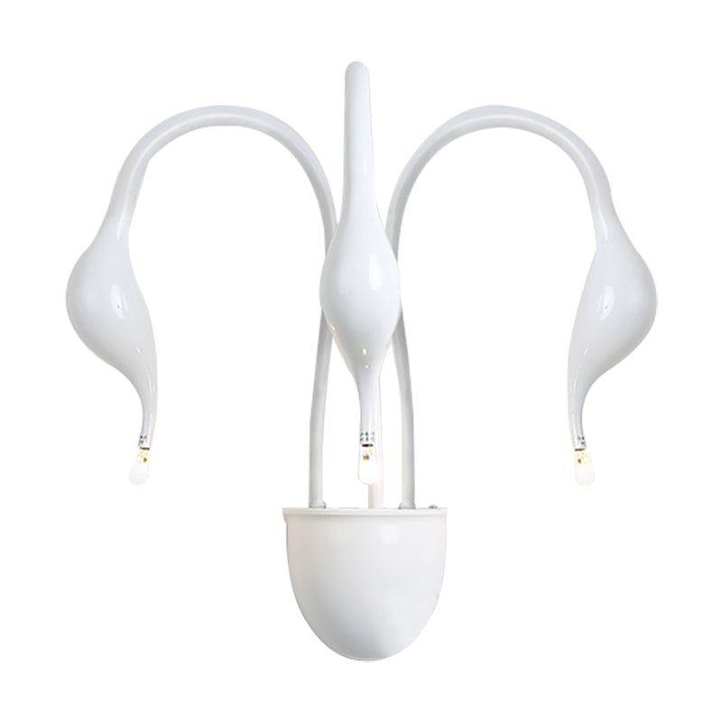 Metal Swan Wall Mount Light Nordic 3/5 Lights Black/Red/White LED Wall Sconce for Living Room Clearhalo 'Cast Iron' 'Glass' 'Industrial' 'Modern wall lights' 'Modern' 'Tiffany' 'Traditional wall lights' 'Wall Lamps & Sconces' 'Wall Lights' Lighting' 211541