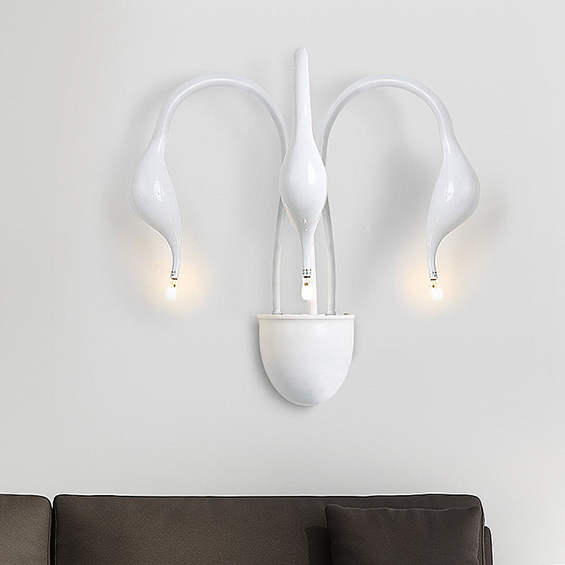 Metal Swan Wall Mount Light Nordic 3/5 Lights Black/Red/White LED Wall Sconce for Living Room Clearhalo 'Cast Iron' 'Glass' 'Industrial' 'Modern wall lights' 'Modern' 'Tiffany' 'Traditional wall lights' 'Wall Lamps & Sconces' 'Wall Lights' Lighting' 211550